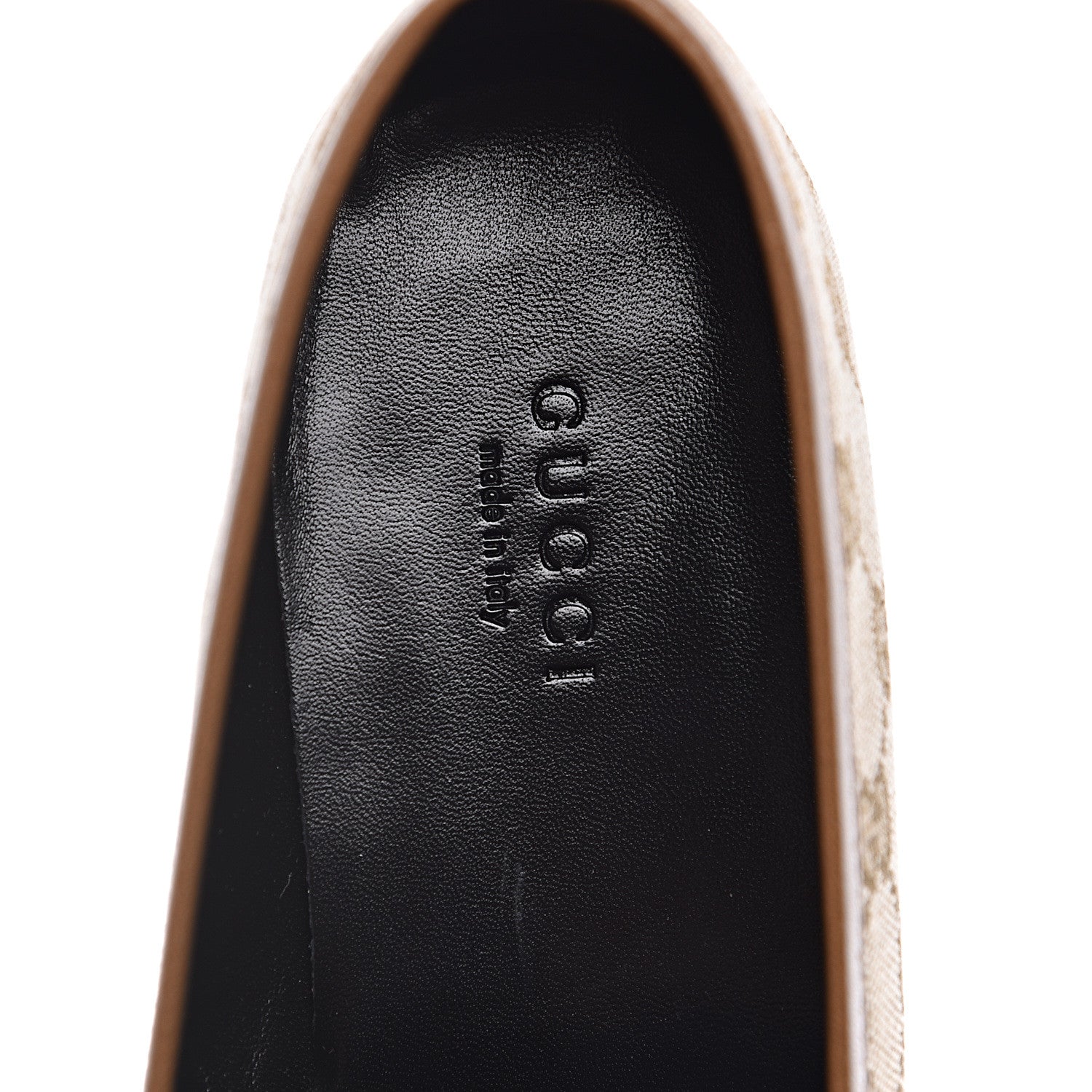 Gucci Canvas GG Monogram Horsebit Womens Jordaan Loafers 37.5 New Sand Friky Taupe 7 of 9