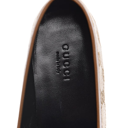 Gucci Canvas GG Monogram Horsebit Womens Jordaan Loafers 37.5 New Sand Friky Taupe 7 of 9