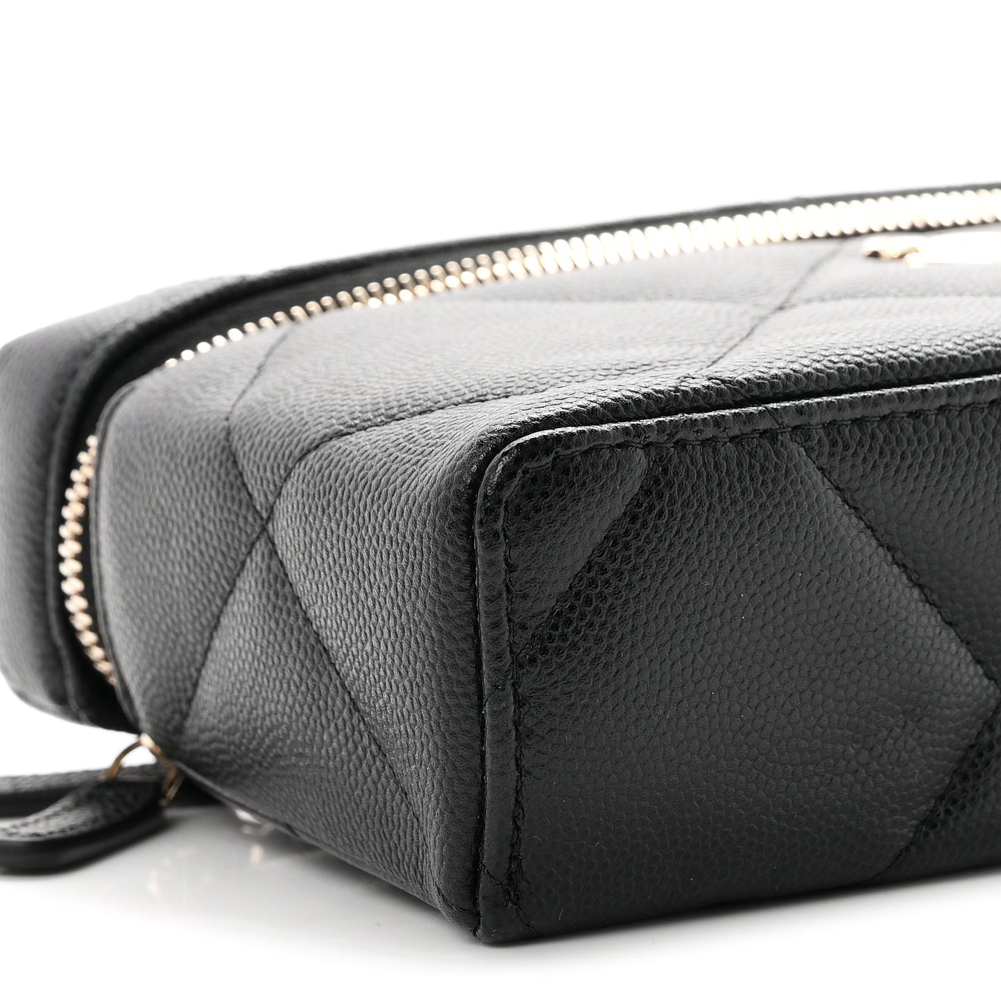 Caviar Quilted Top Handle Slim Vanity With Chain Black