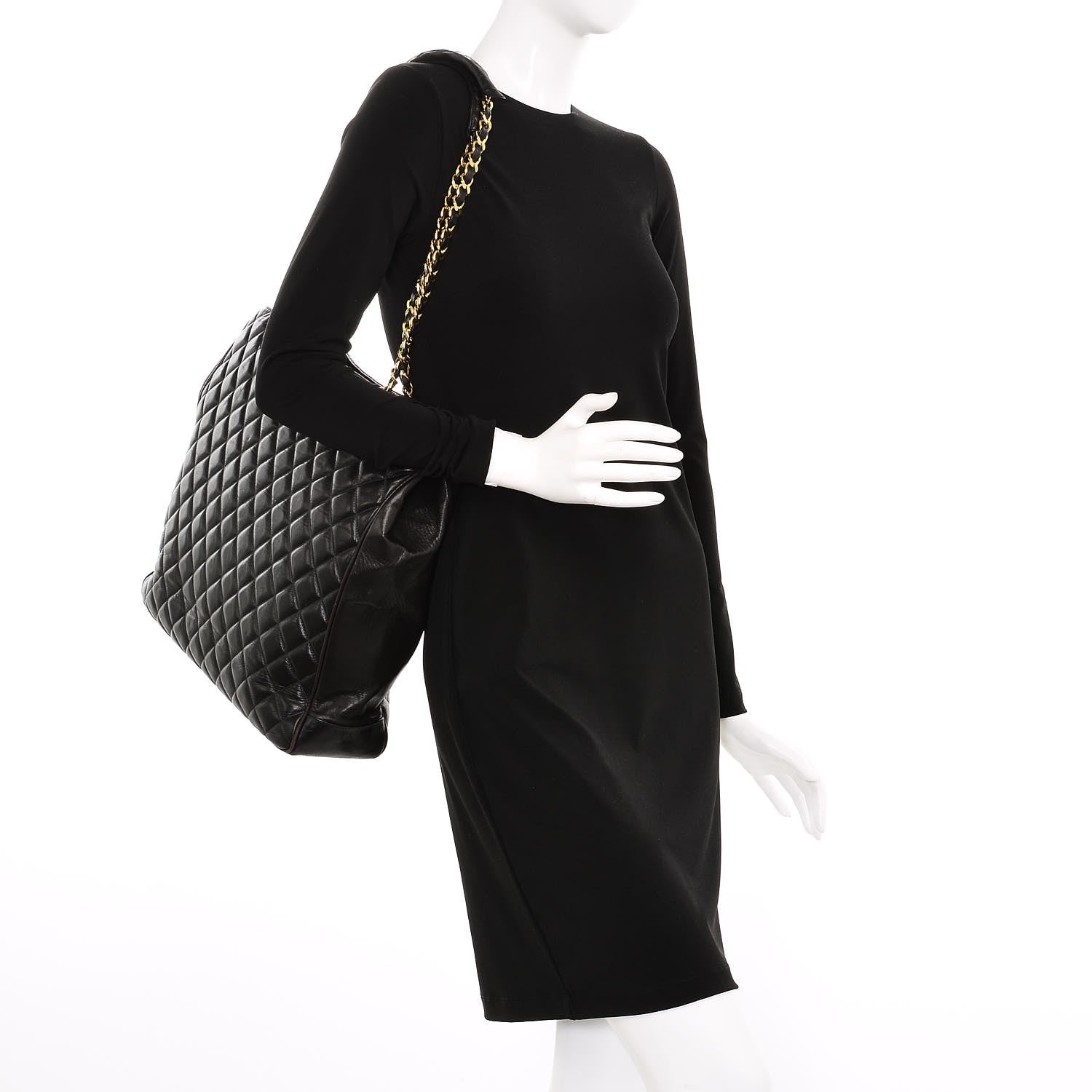 Chanel Lambskin Quilted Shopping Tote Black 2 of 7