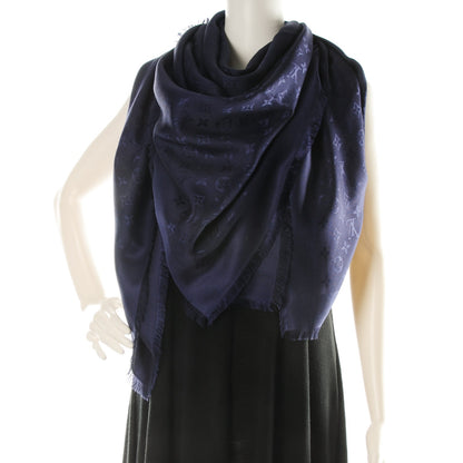 Louis Vuitton Silk Wool Monogram Shawl Night Blue 2 of 5