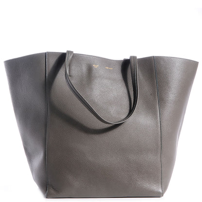 Celine Drummed Calfskin Medium Horizontal Cabas Phantom Grey 1 of 8
