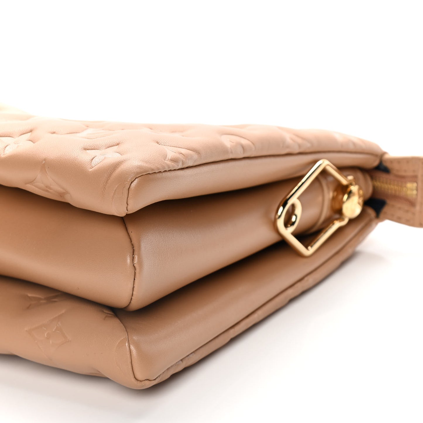 Lambskin Embossed Monogram Coussin PM Camel