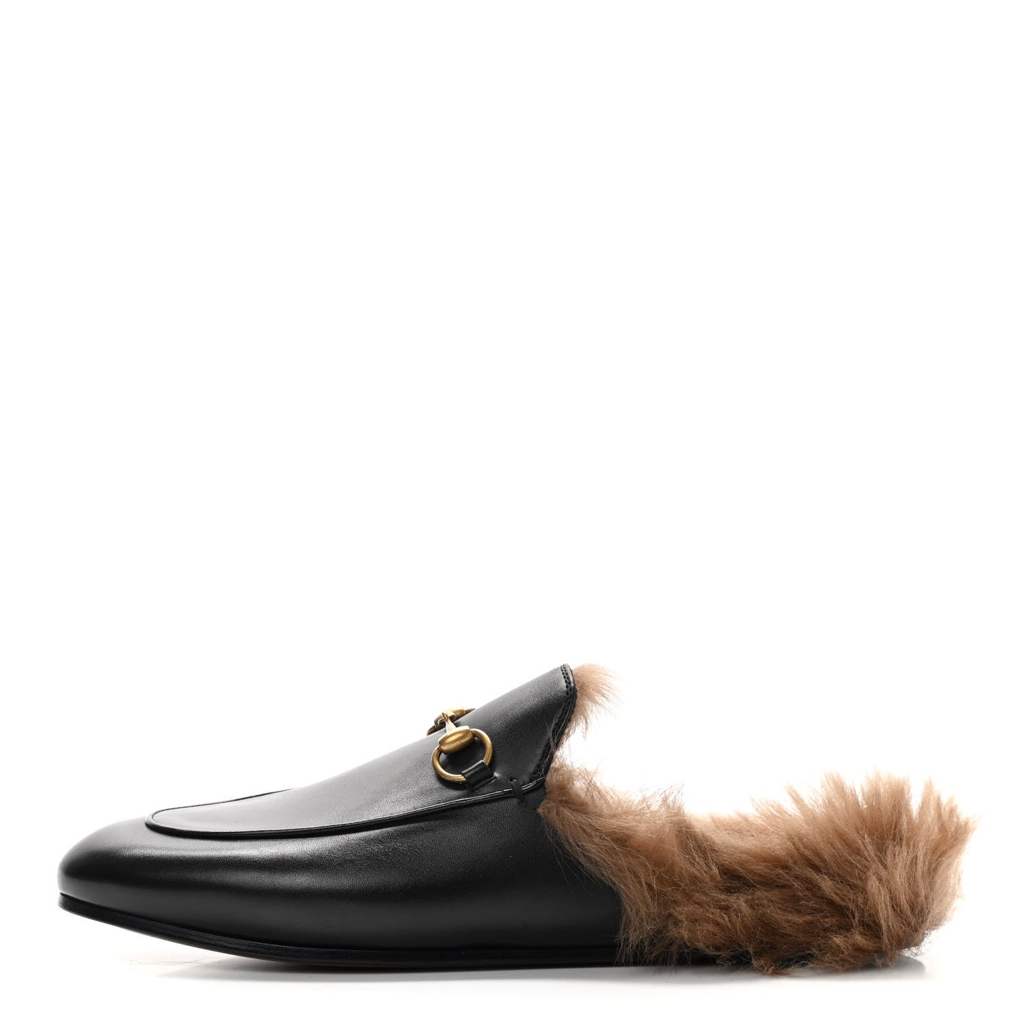 Gucci Calfskin Fur Womens Princetown Slippers 39 Black 1 of 8