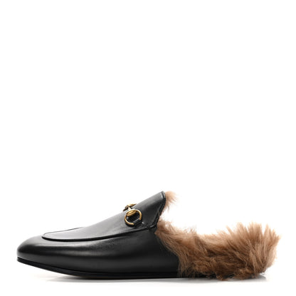 Gucci Calfskin Fur Womens Princetown Slippers 39 Black 1 of 8