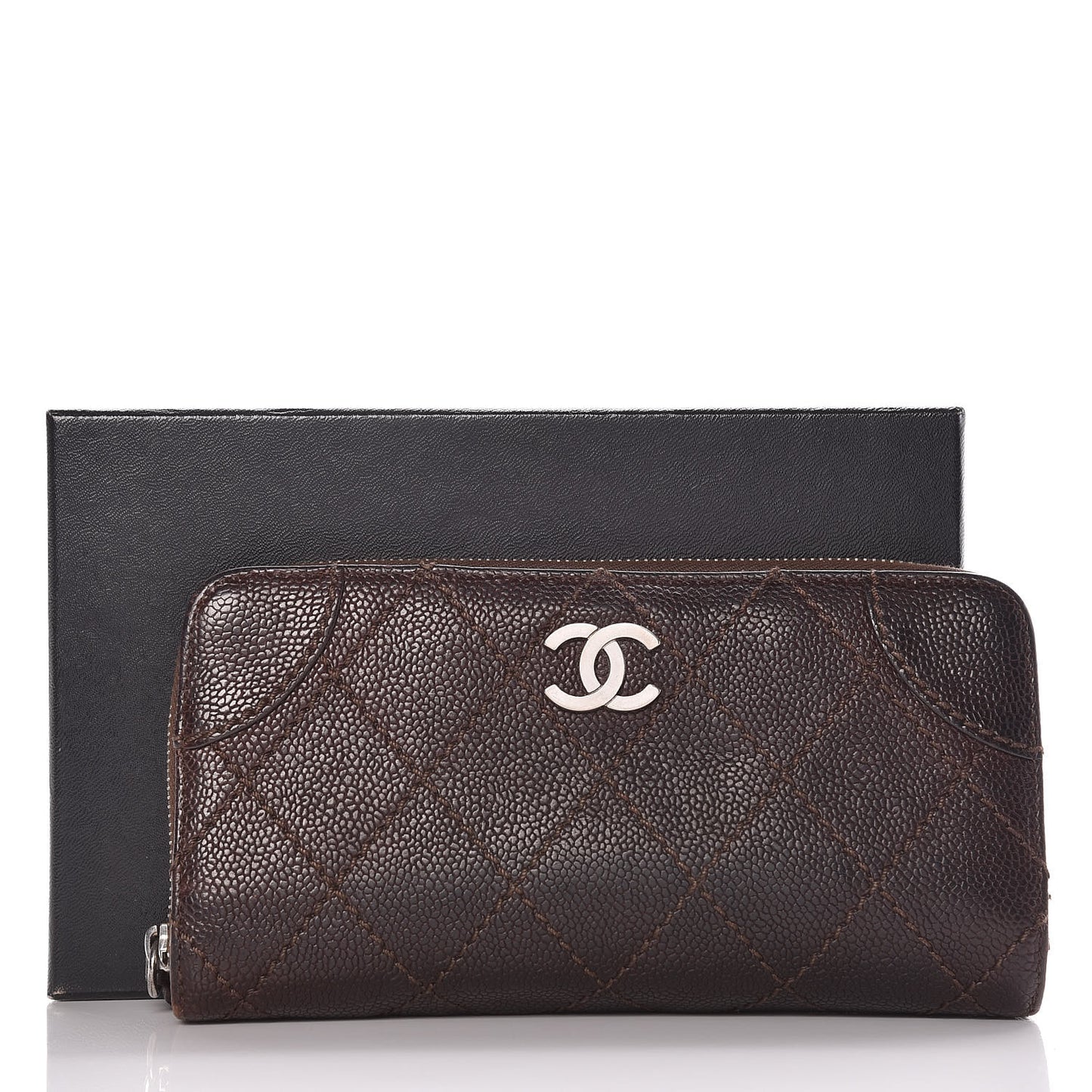 Caviar Quilted Outdoor Ligne Wallet Dark Brown