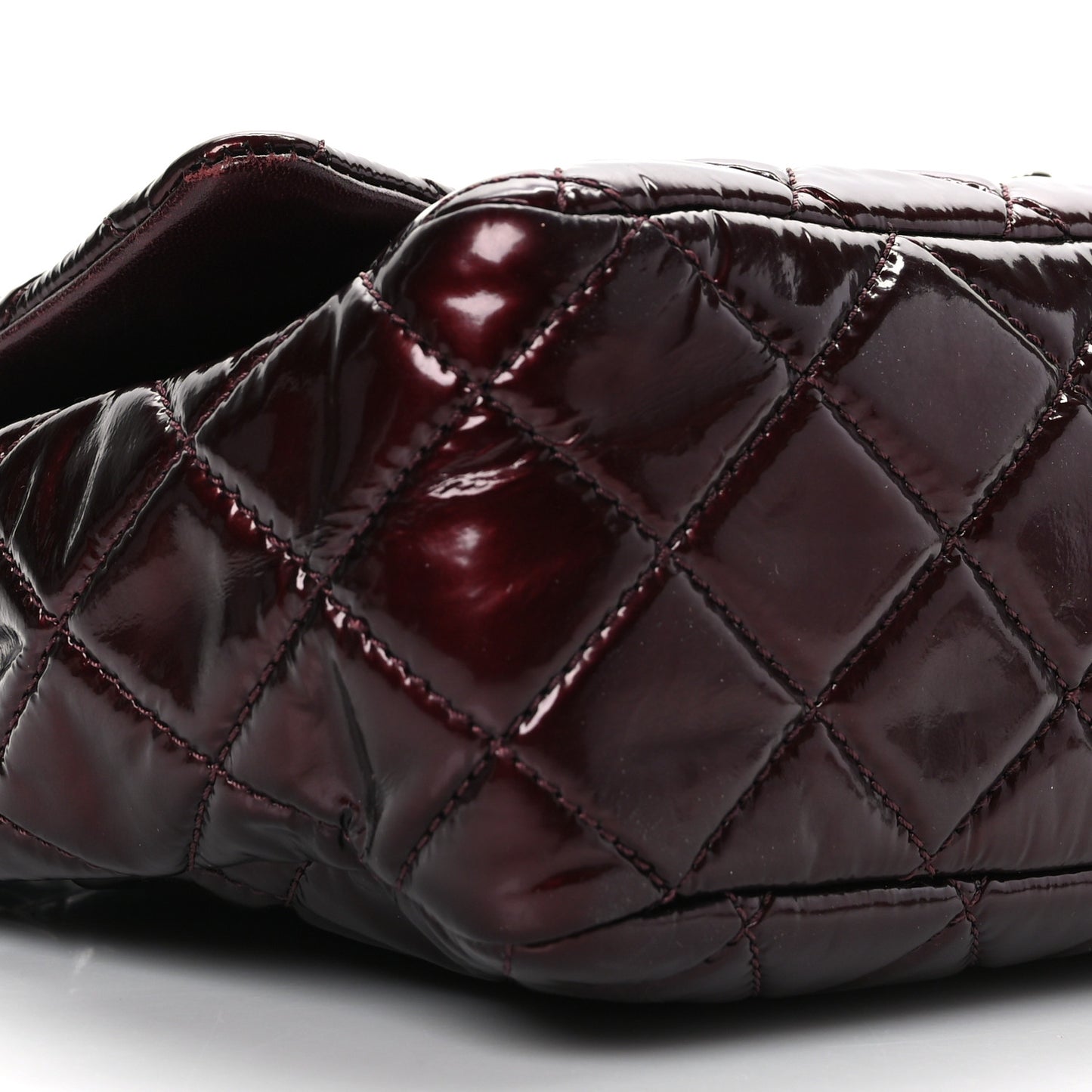 Metallic Patent Quilted Jumbo Single Flap Bordeaux