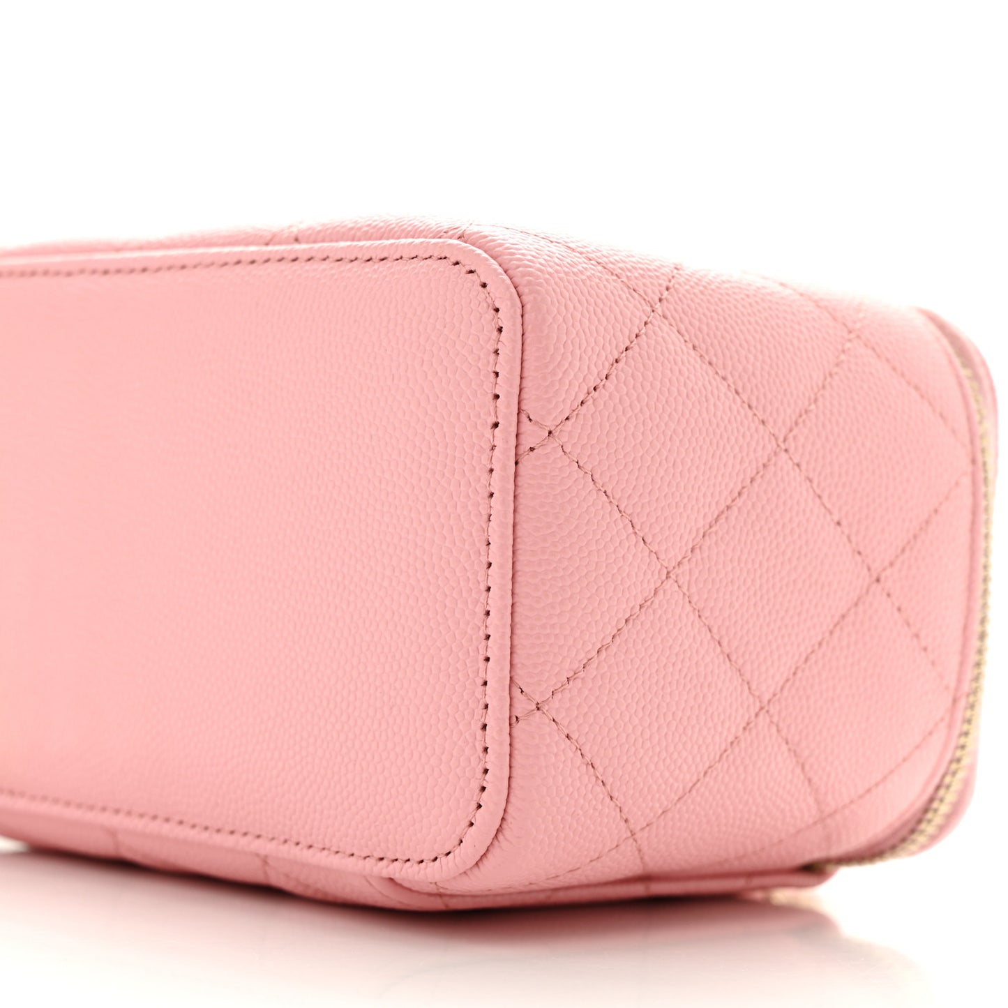 Caviar Quilted Small Vanity Case With Chain Pink