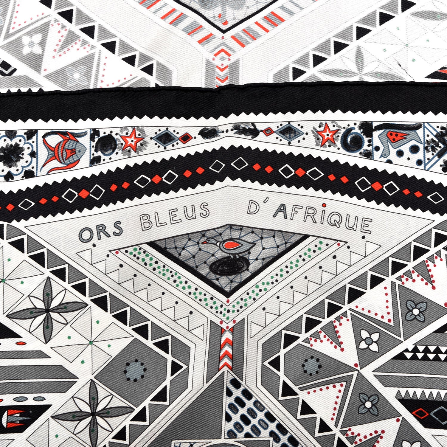 Hermes Silk Ors Blues d'Afrique Scarf 90 Noir Gris Rouge 4 of 7