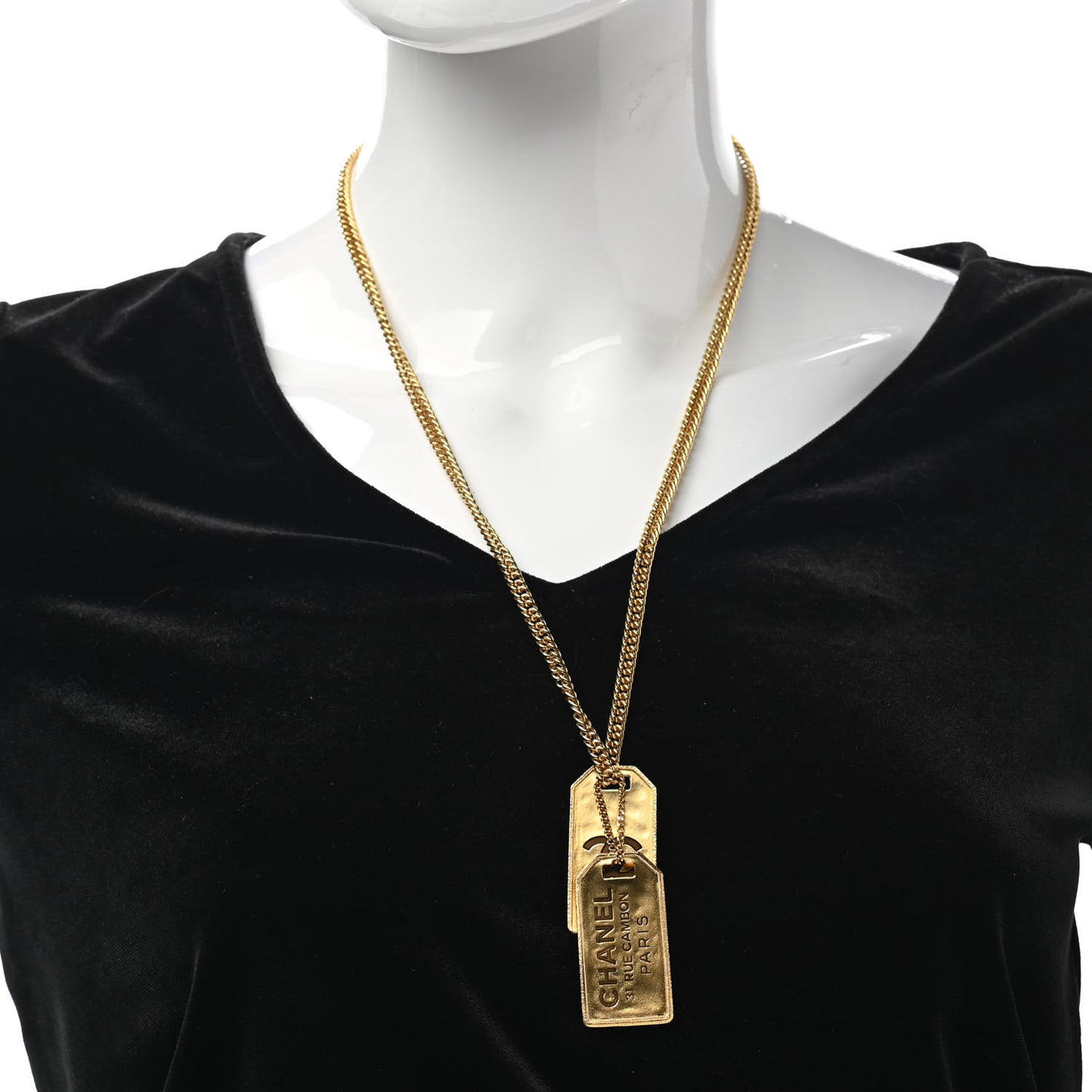 ID Dog Tag Charm Necklace Gold