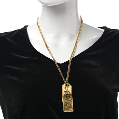 Chanel ID Dog Tag Charm Necklace Gold 2 of 5