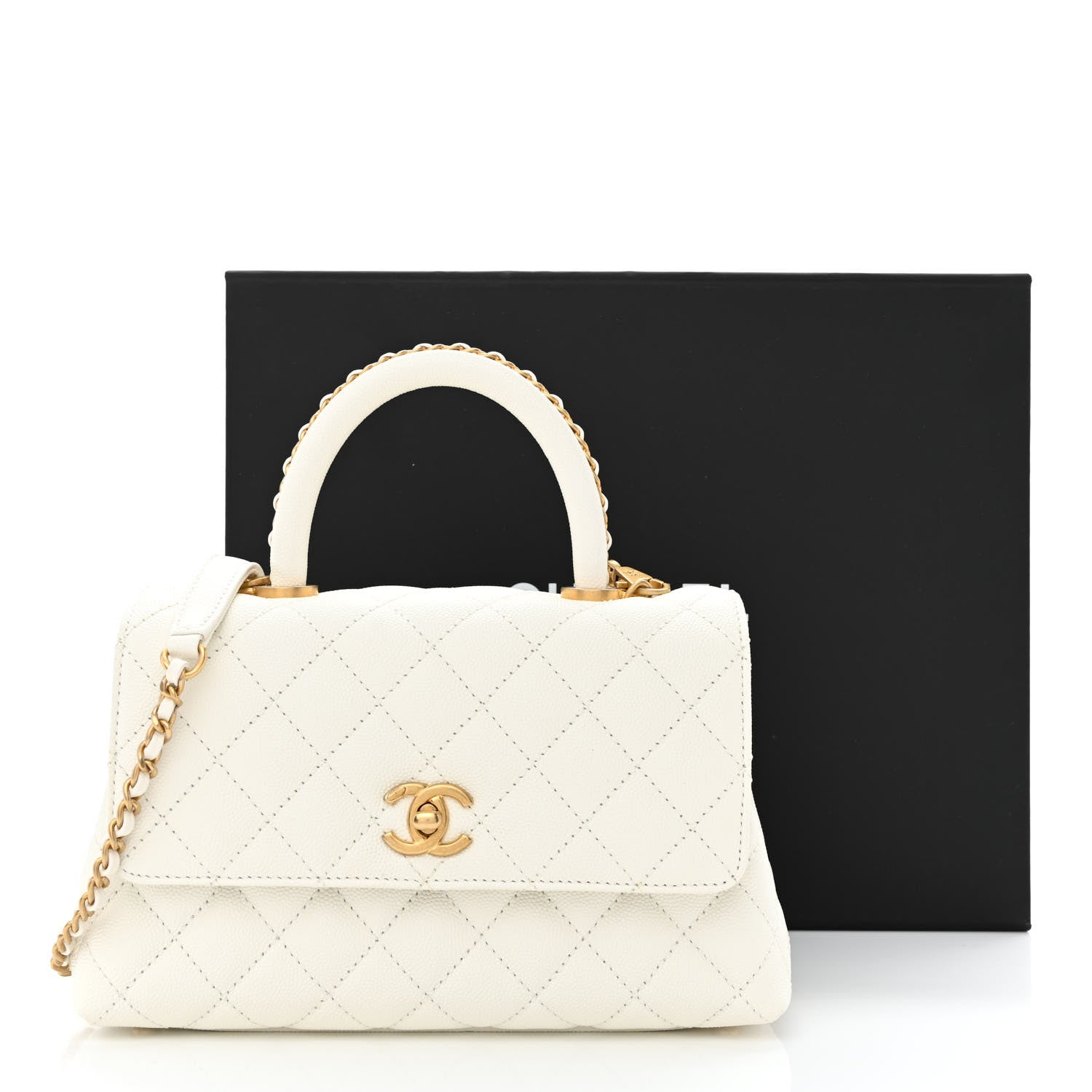 Chanel Caviar Quilted Mini Coco Chain Handle Flap White 11 of 11