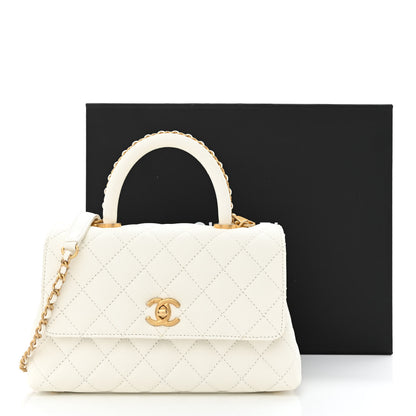 Chanel Caviar Quilted Mini Coco Chain Handle Flap White 11 of 11