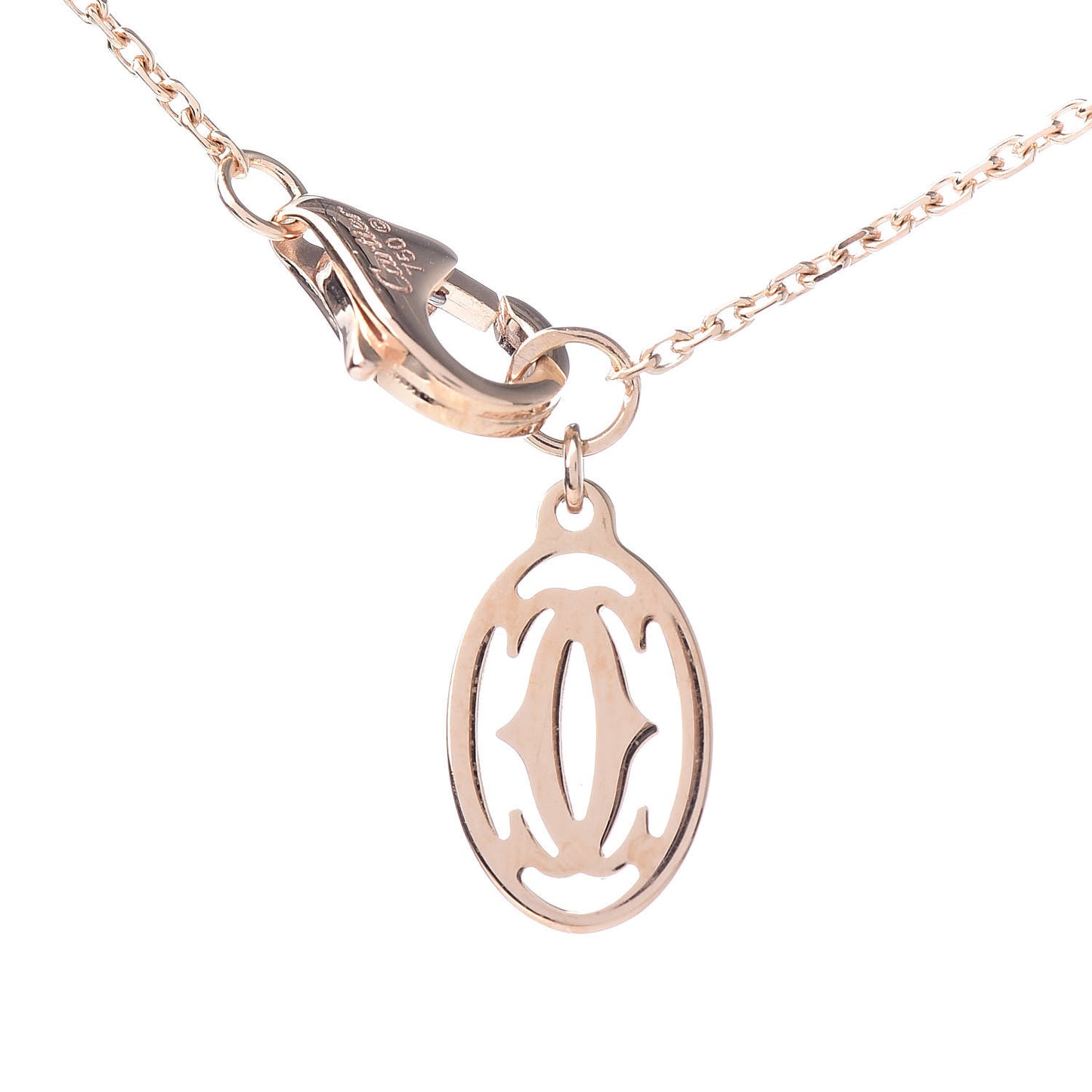 18K Pink Gold Diamond Symbols Cross Pendant Necklace
