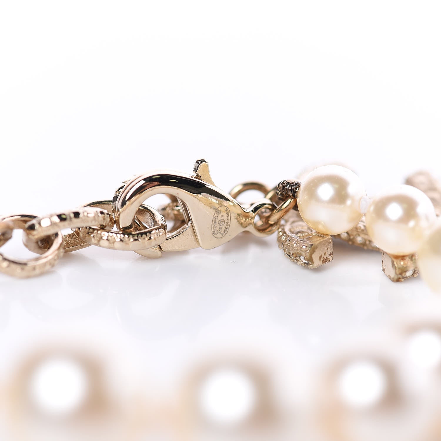 Chanel Pearl Crystal CC Bracelet Gold 4 of 5