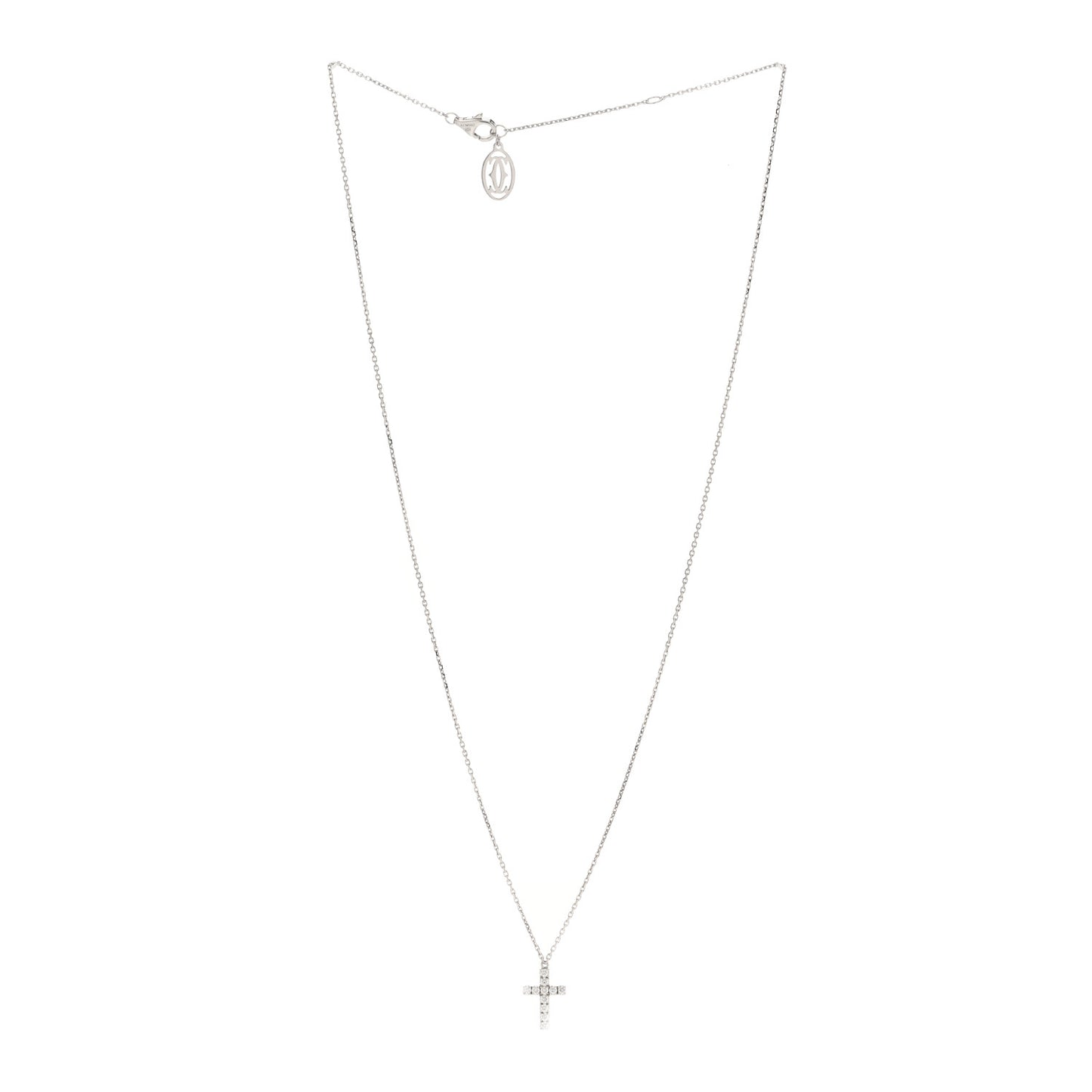 18K White Gold Diamond Symbols Cross Pendant Necklace