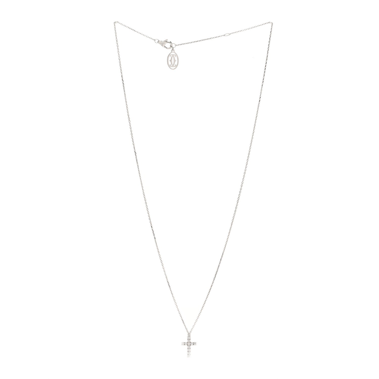 Cartier 18K White Gold Diamond Symbols Cross Pendant Necklace 2 of 5