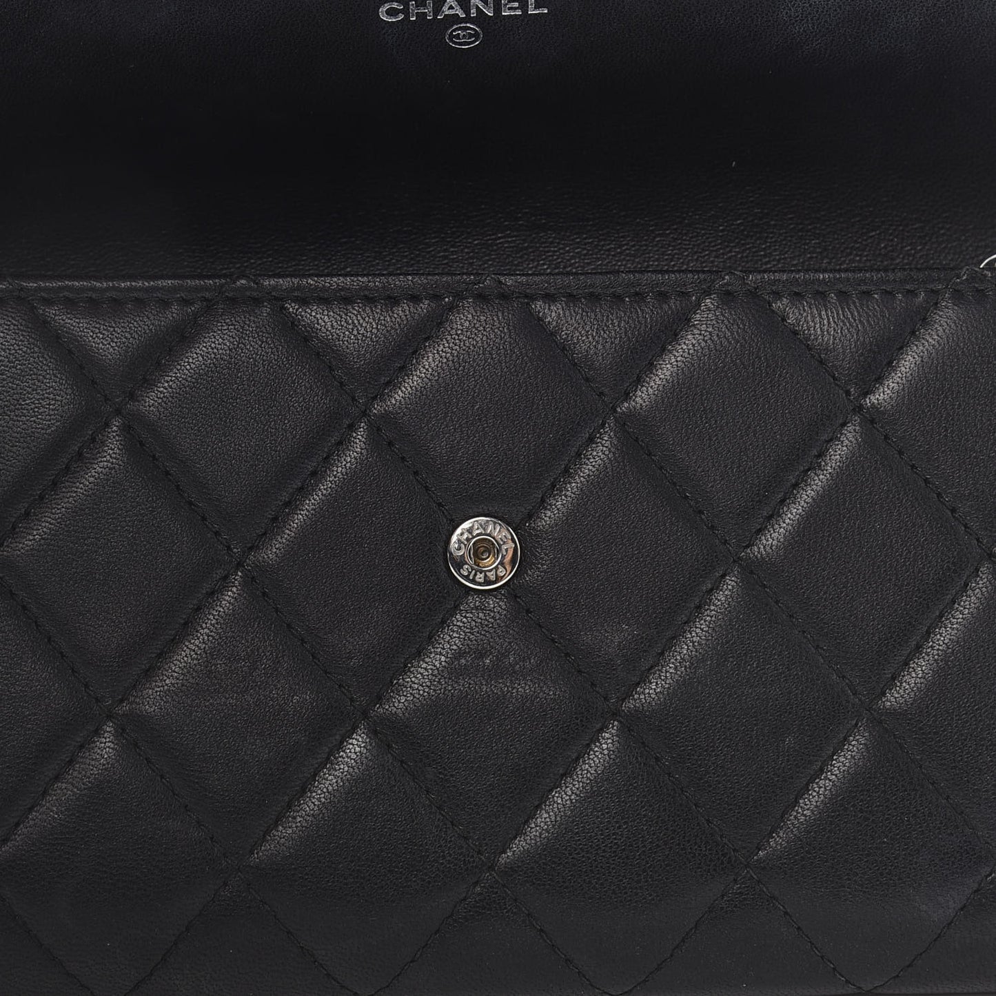 Lambskin Quilted Boy Flap Wallet Black