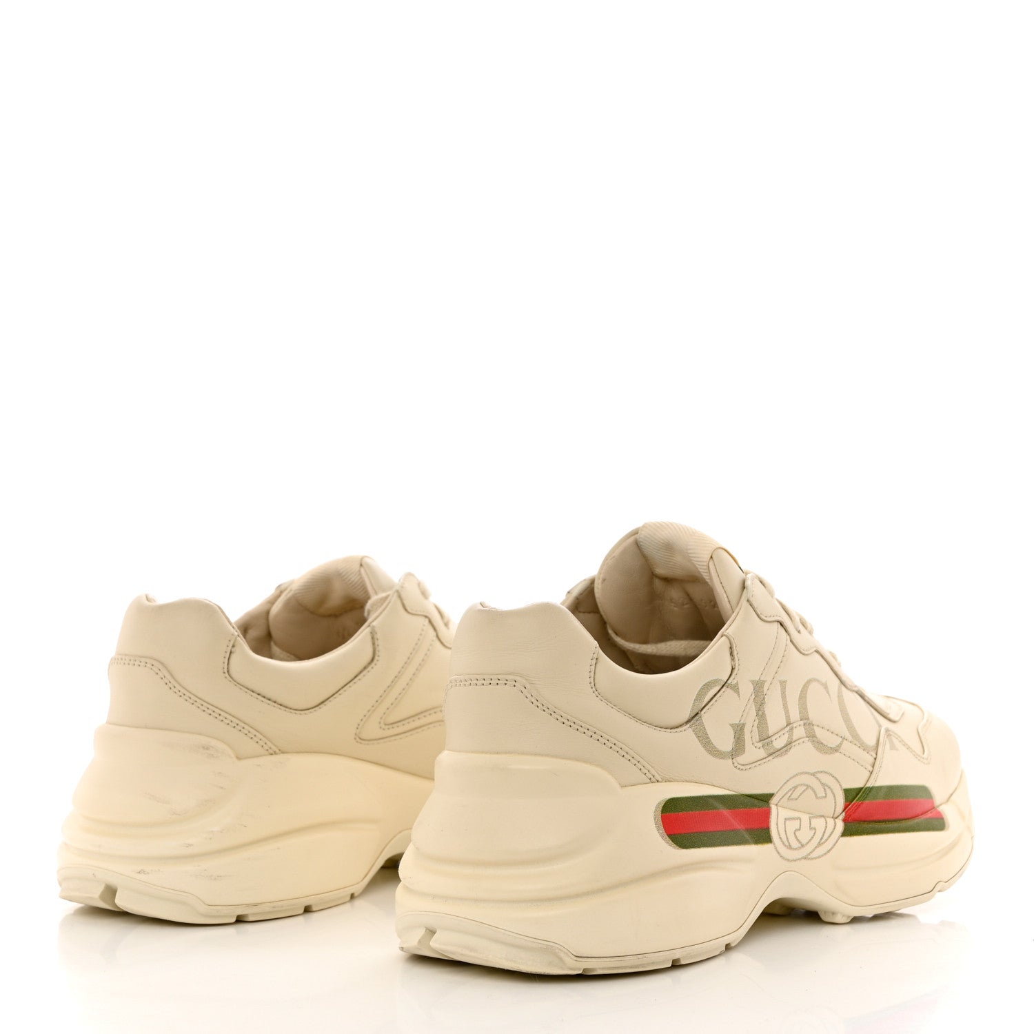 Gucci Calfskin Logo Womens Rhyton Sneakers 40 Ivory 4 of 12