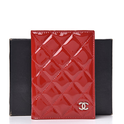 Chanel Patent Calfskin Quilted Passport Holder Red 9 of 9