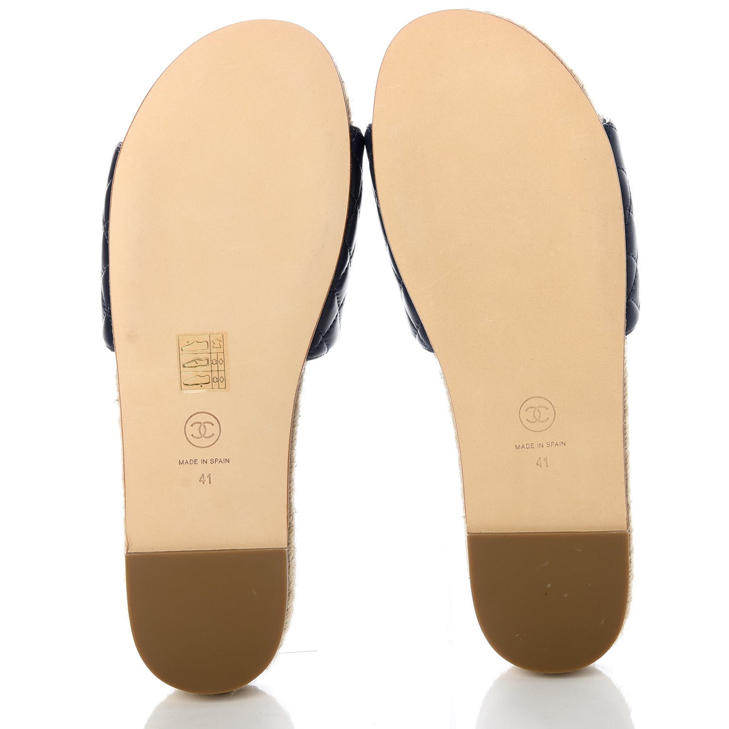 Lambskin Quilted CC Espadrille Slip On Sandals 41 Navy