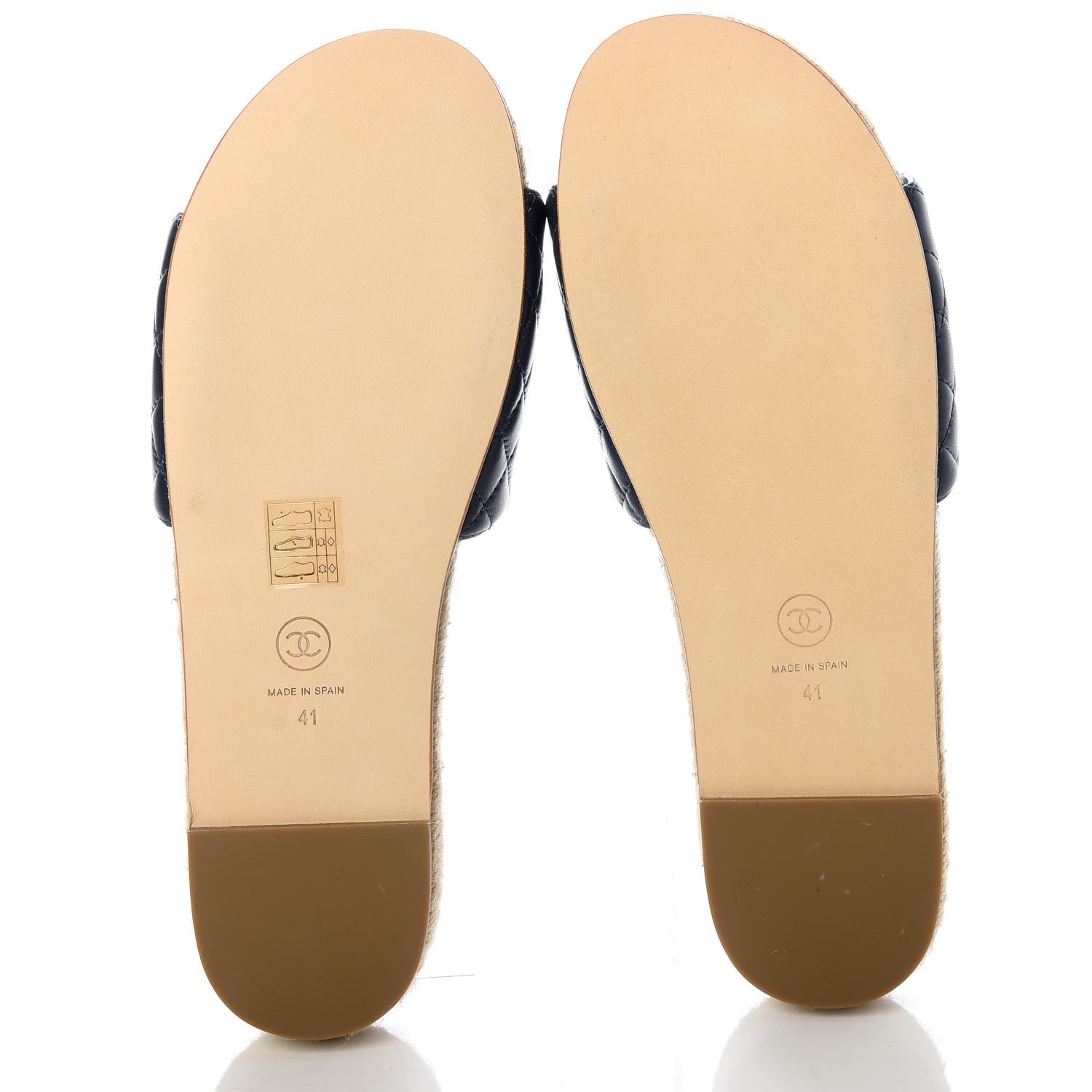 Chanel Lambskin Quilted CC Espadrille Slip On Sandals 41 Navy 5 of 10