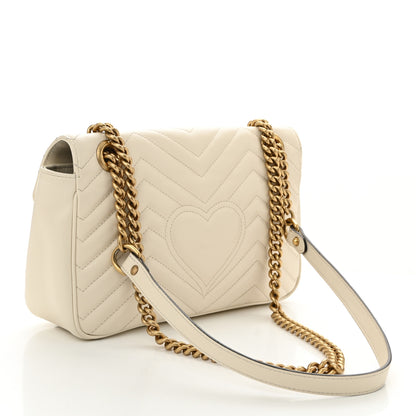 Gucci Calfskin Matelasse Small GG Marmont Shoulder Bag White 3 of 14