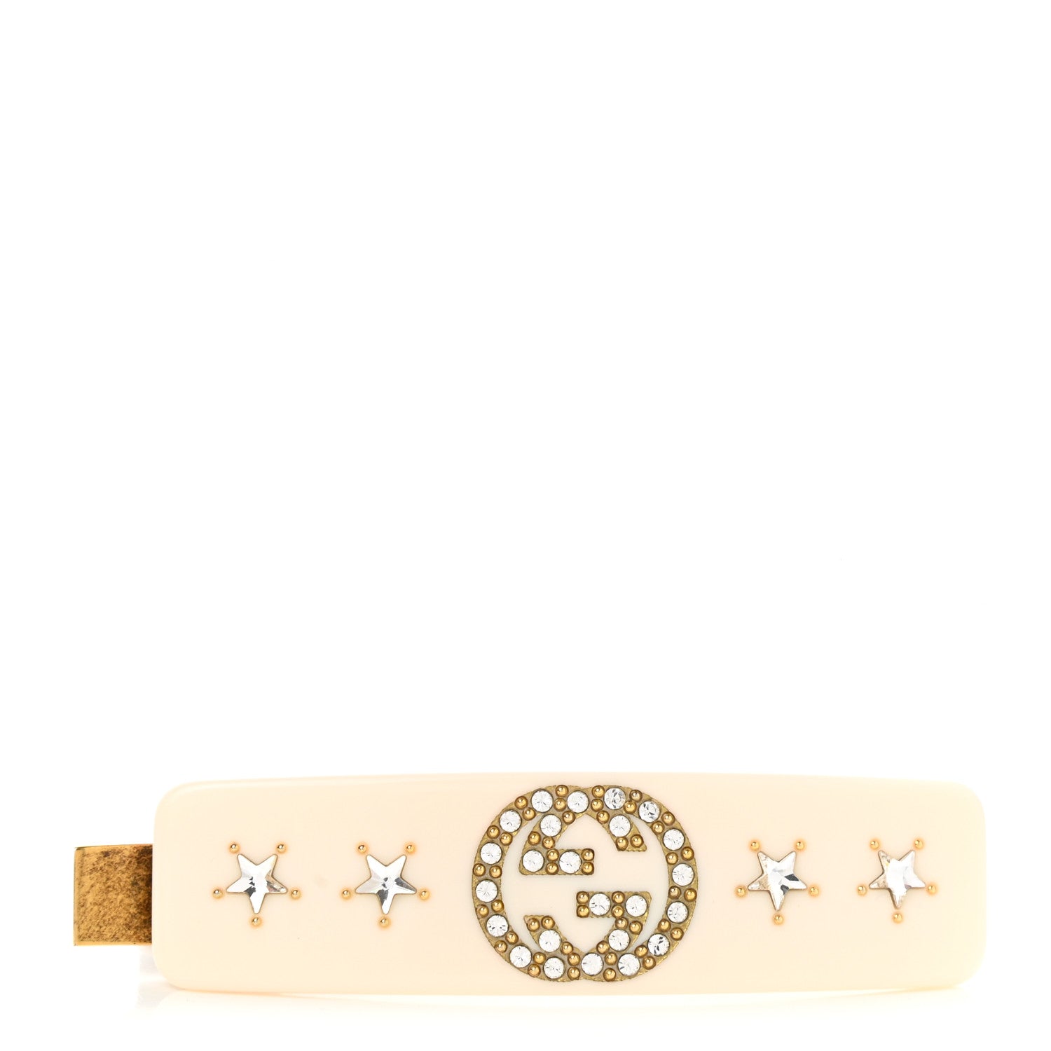Gucci Resin Crystal Single Hair Barrette White 1 of 3