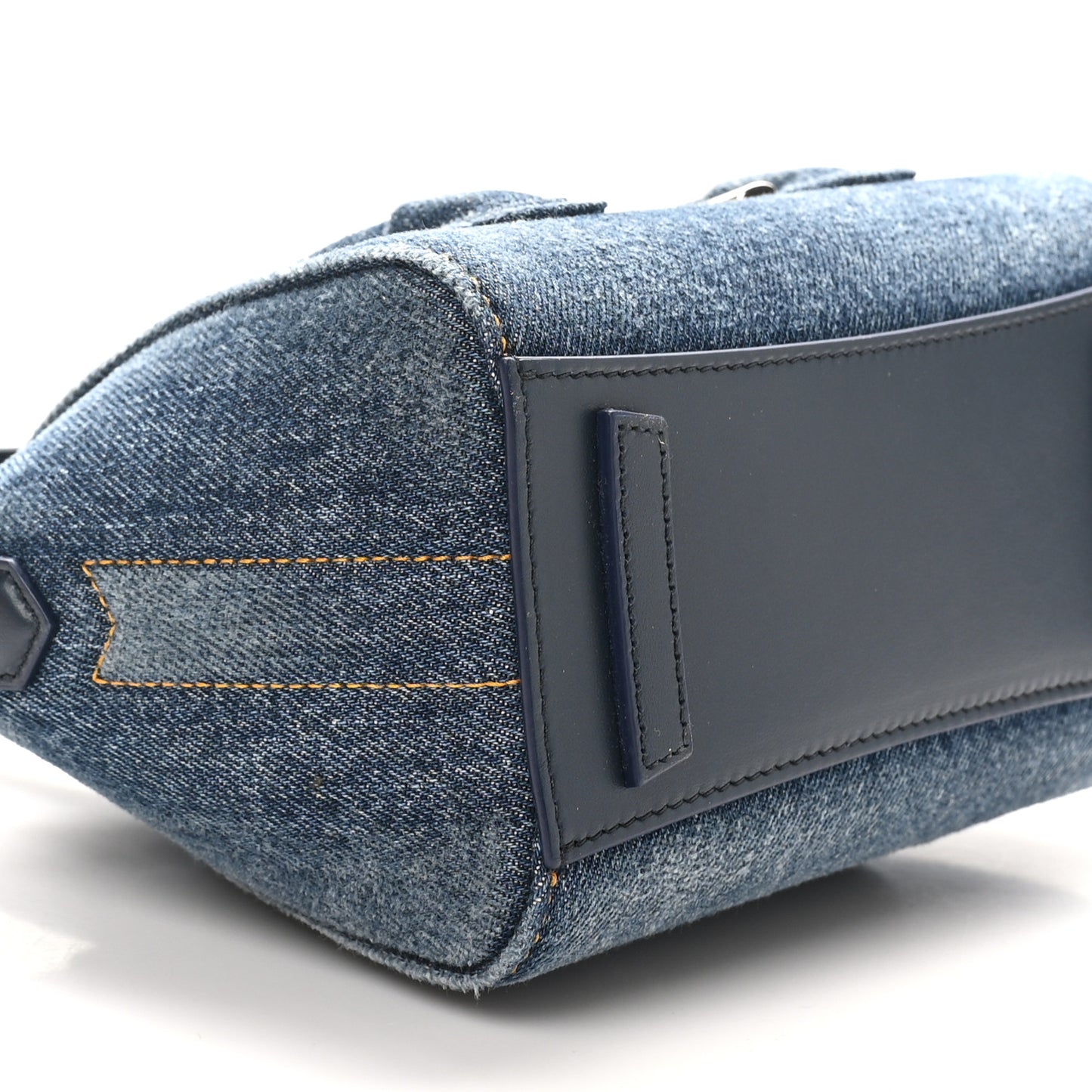 Denim Mini Lock Antigona Shoulder Bag Blue