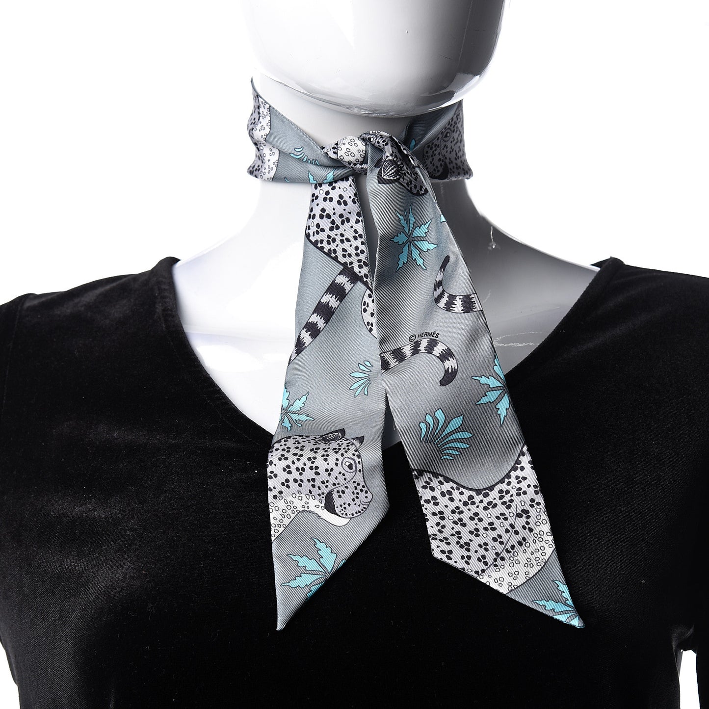 Silk Les Leopards Twilly Gris Acier Gris Perle Peach