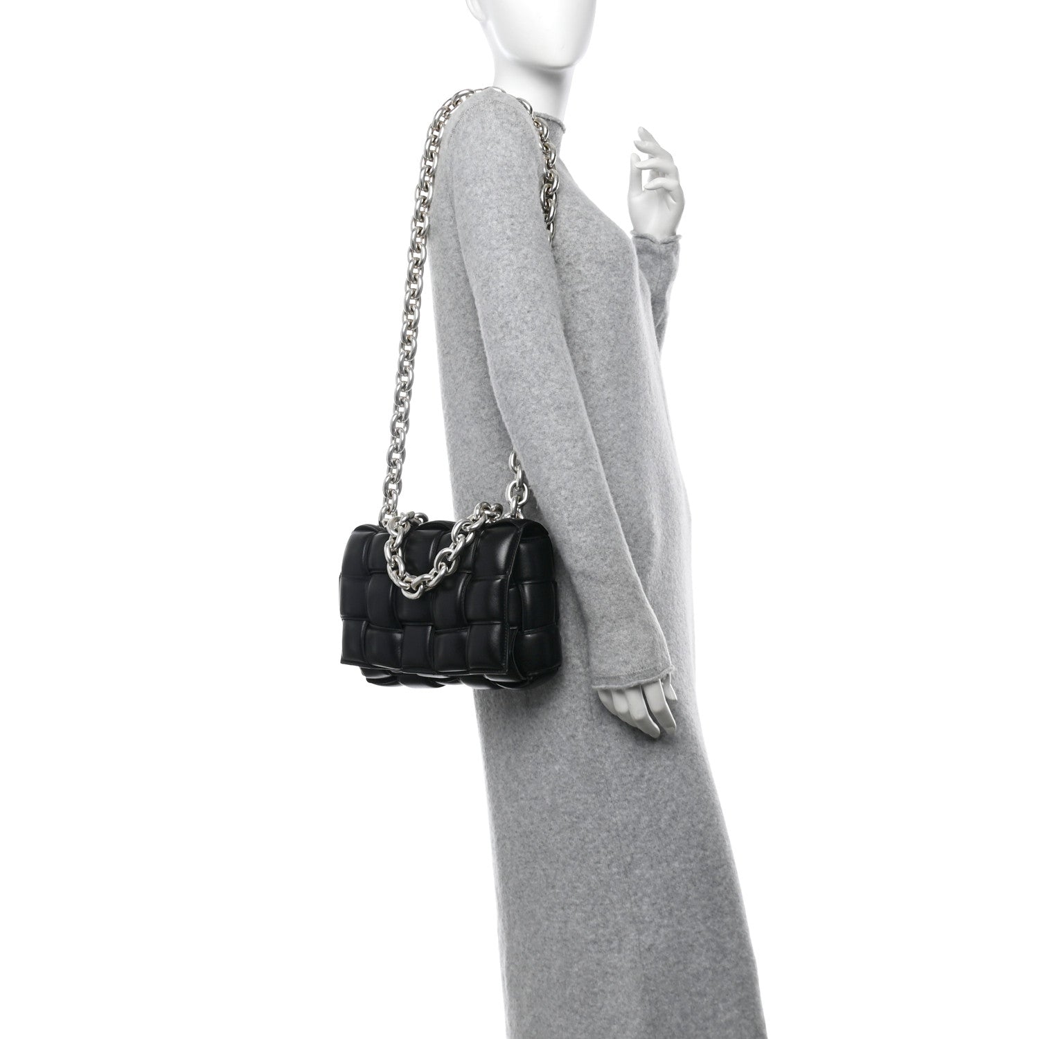 Bottega Veneta Lambskin Maxi Intreccio Padded Chain Cassette Crossbody Bag Black 2 of 11