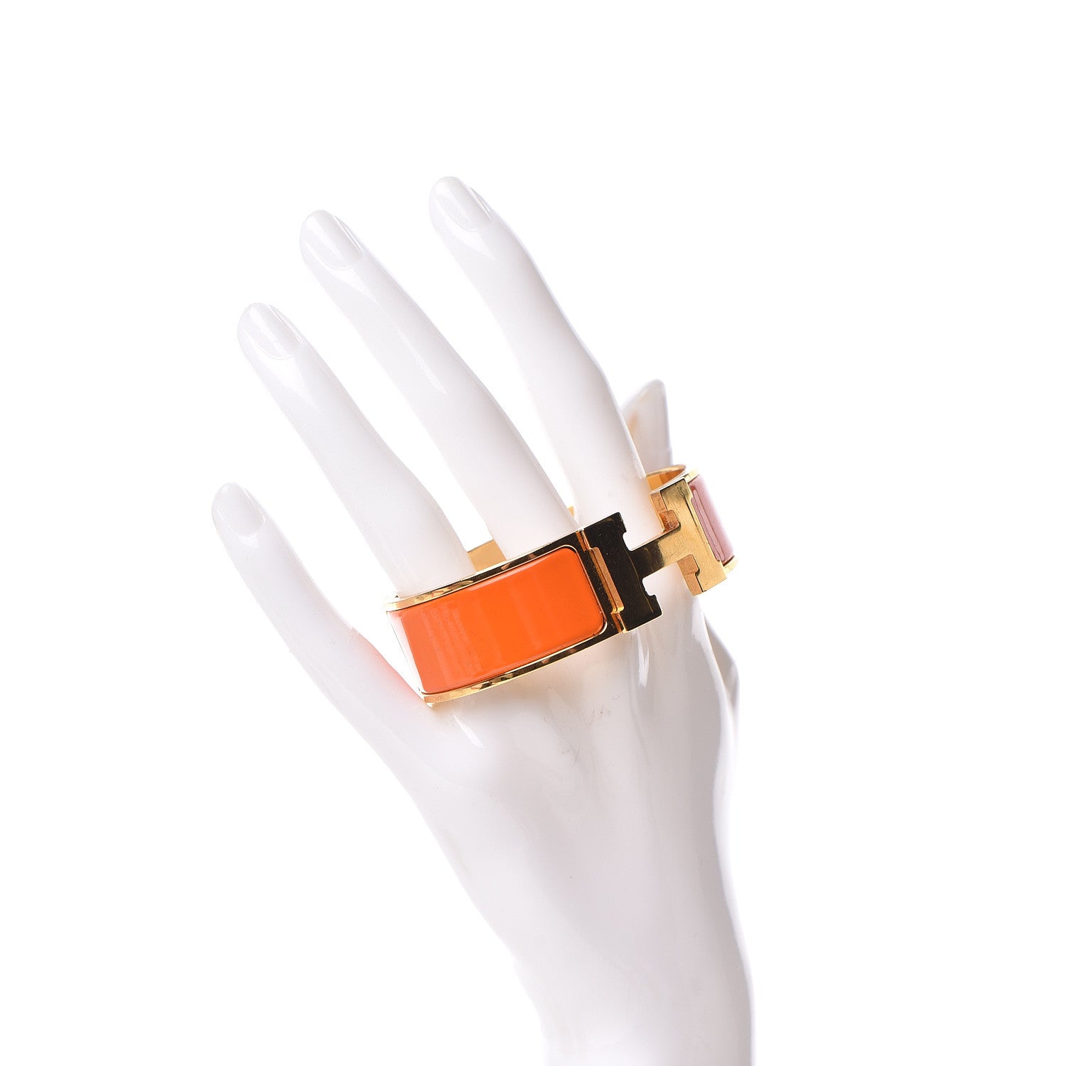 Hermes Enamel Wide Clic Clac H Bracelet GM Orange 2 of 5