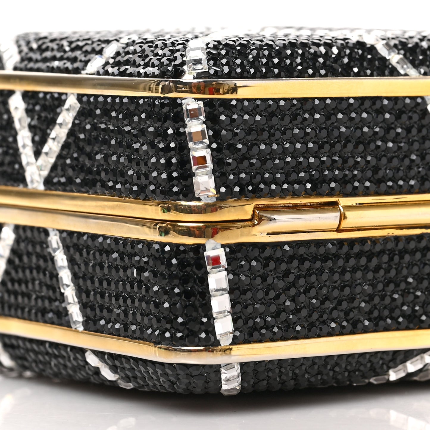 Swarovski Crystal Minaudiere Clutch Gold Black White