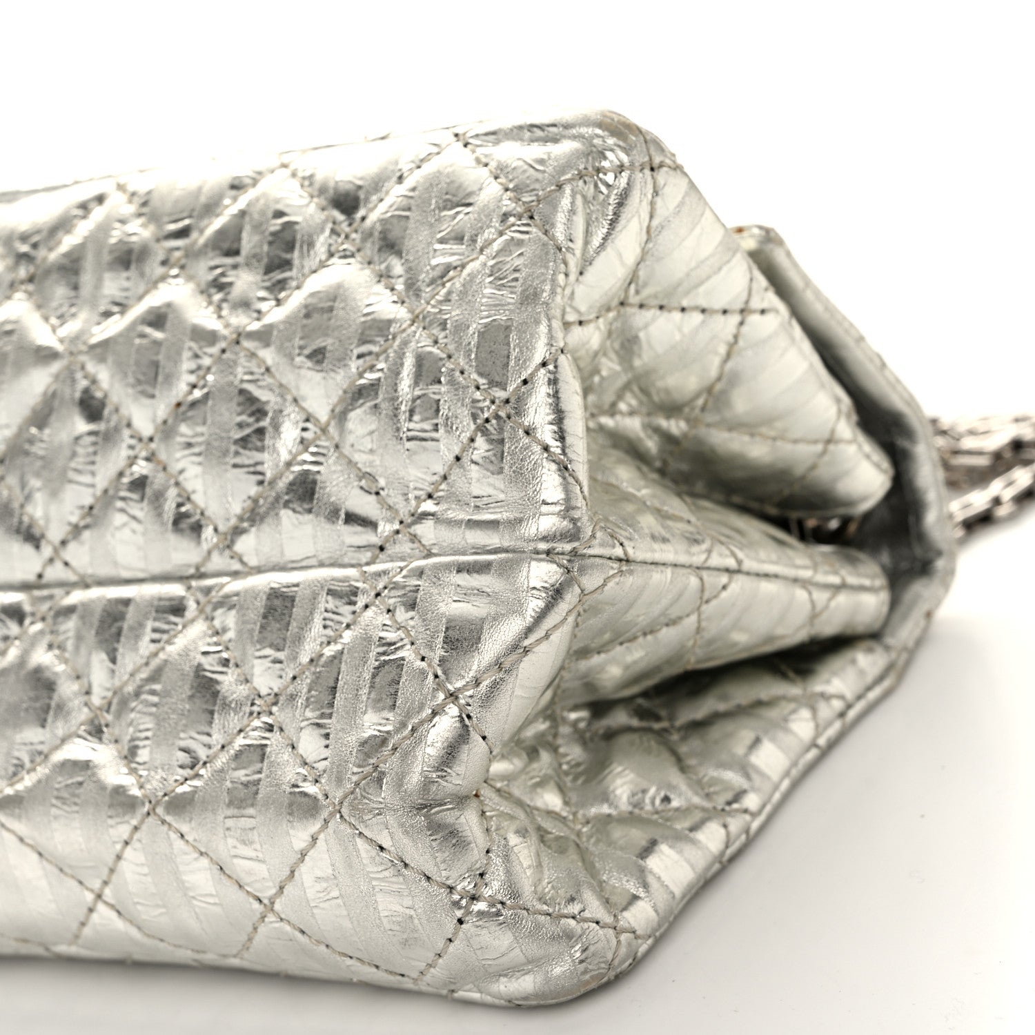 Chanel Metallic Aged Calfskin Striped Accordion Reissue 2.55 Mini Flap Silver 13 of 13