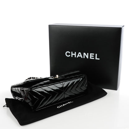 Chanel Patent Chevron Quilted Jumbo Single Flap Black 4 of 8