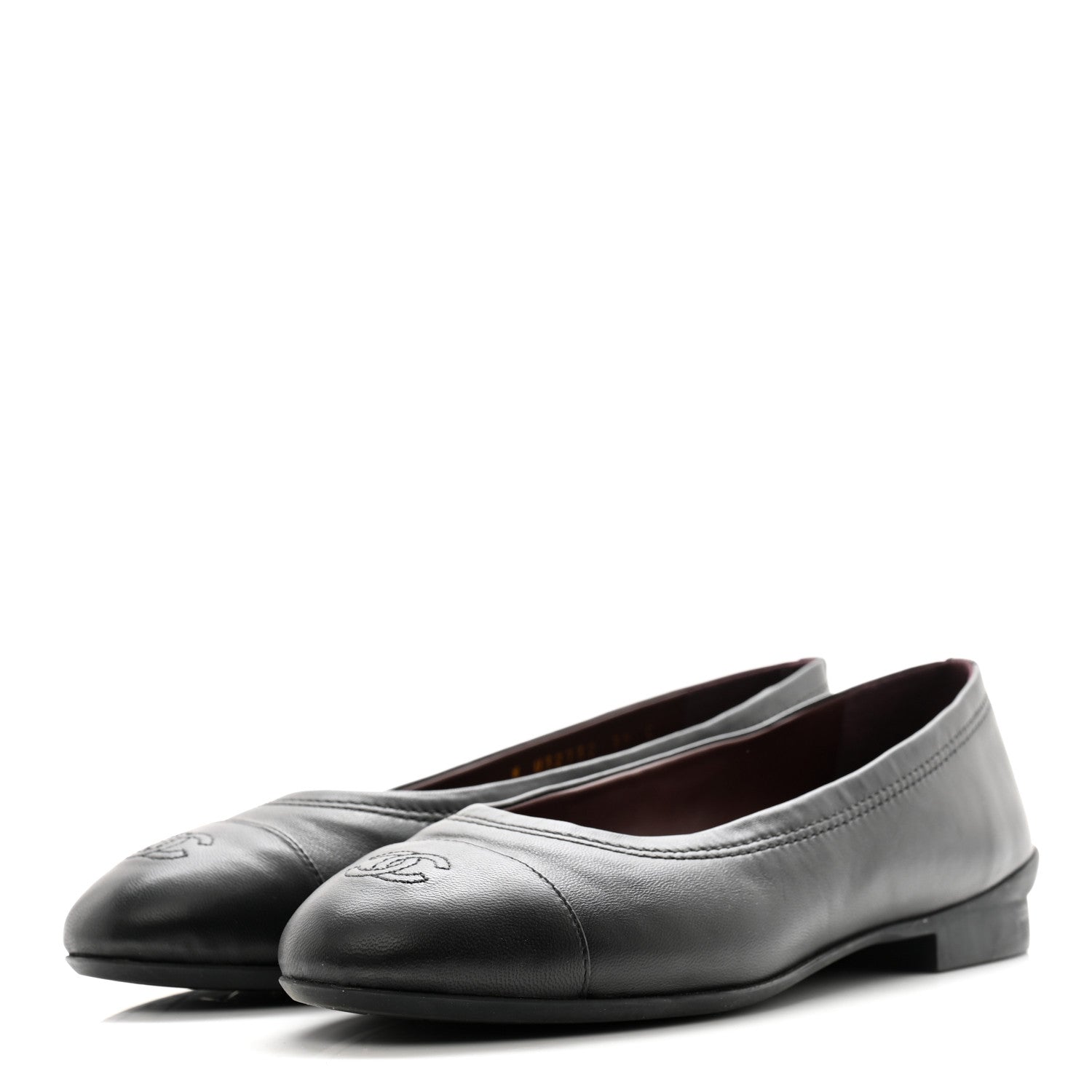 Chanel Lambskin Cap Toe CC Uniform Ballerina Flats 39 Black 4 of 11