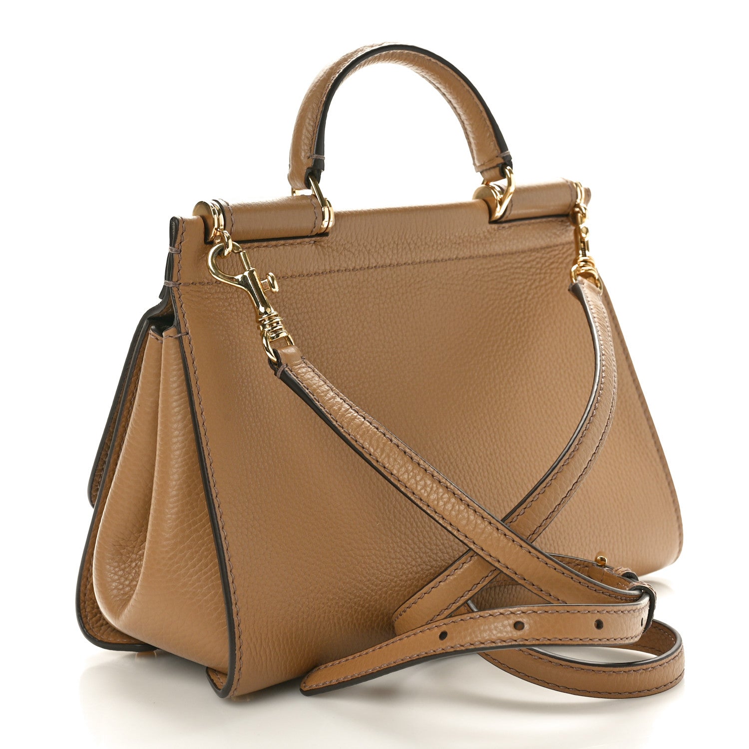 Dolce & Gabbana Calfskin Small Sicily Soft Satchel Brown 3 of 9