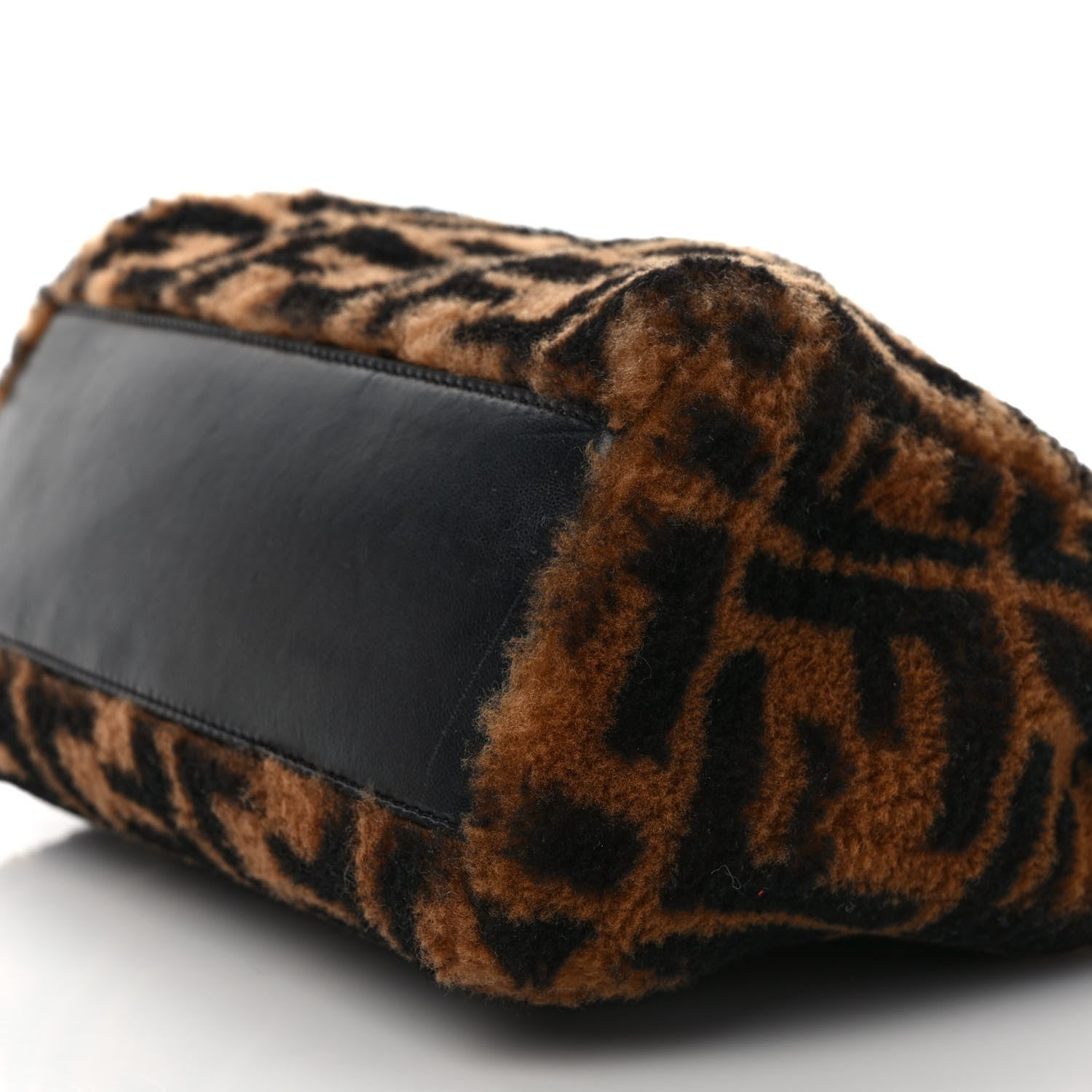 Fendi Shearling Nappa Macro FF 1974 Mini Peekaboo Iconic Satchel Tobacco Black 8 of 8