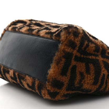 Fendi Shearling Nappa Macro FF 1974 Mini Peekaboo Iconic Satchel Tobacco Black 8 of 8