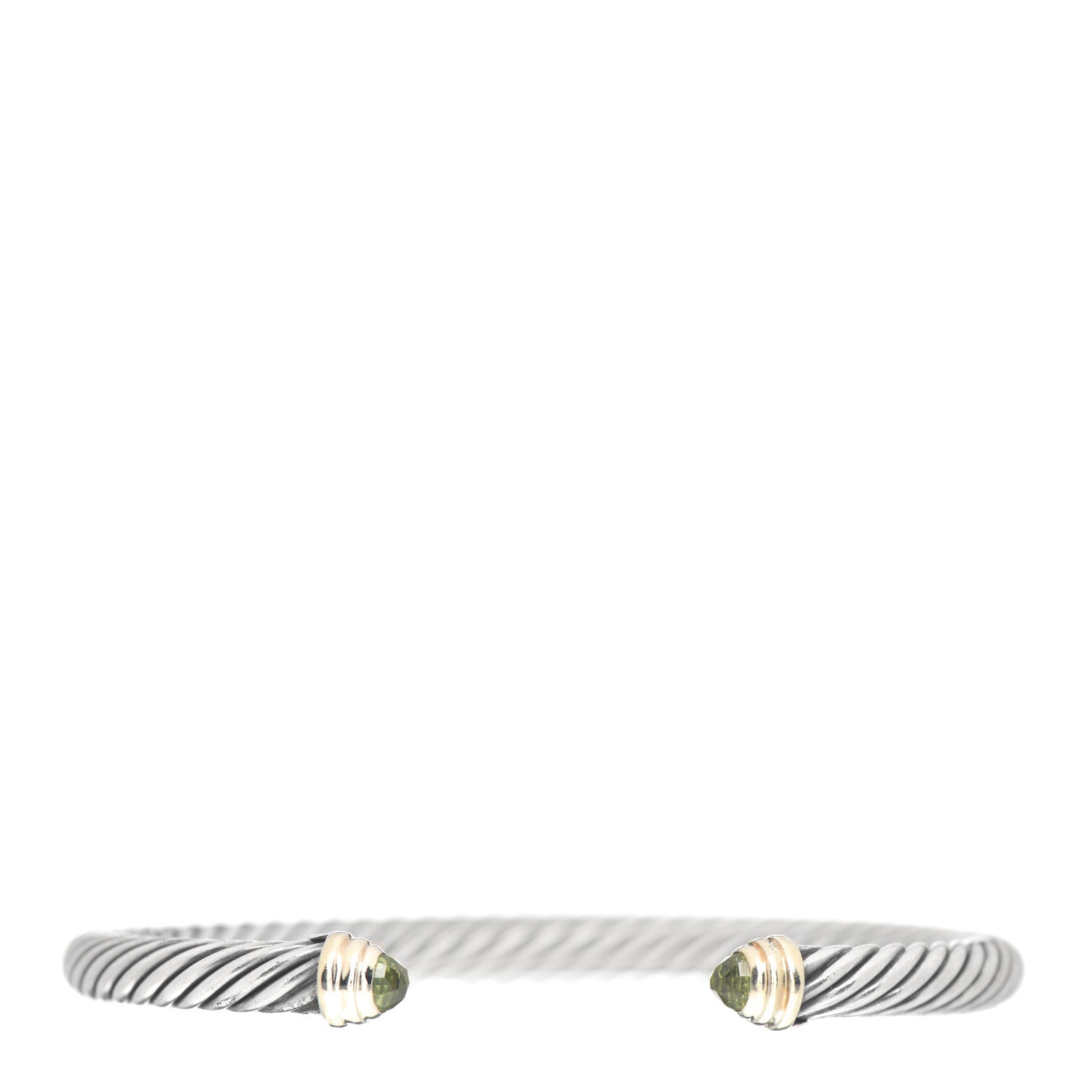 David Yurman Sterling Silver 14K Yellow Gold Peridot 5mm Cable Classics Petite Color Bracelet 1 of 2