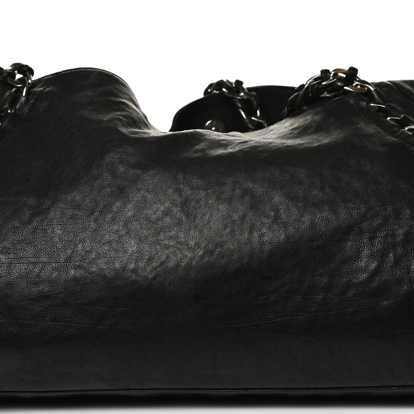 Calfskin East West Modern Chain Tote Black