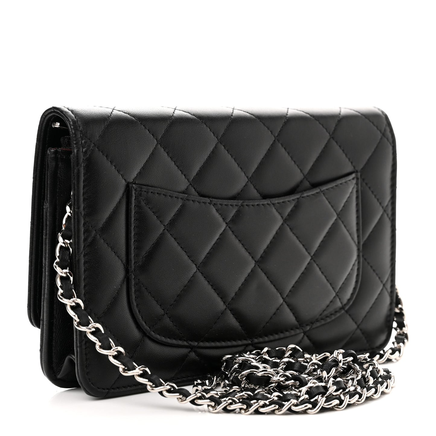 Lambskin Quilted Wallet On Chain WOC Black