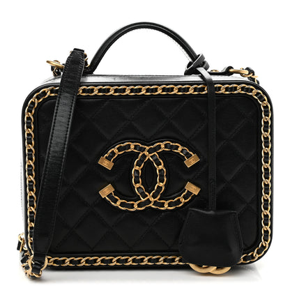 Chanel Goatskin Quilted Medium CC Filigree Vanity Case Black 1 of 9