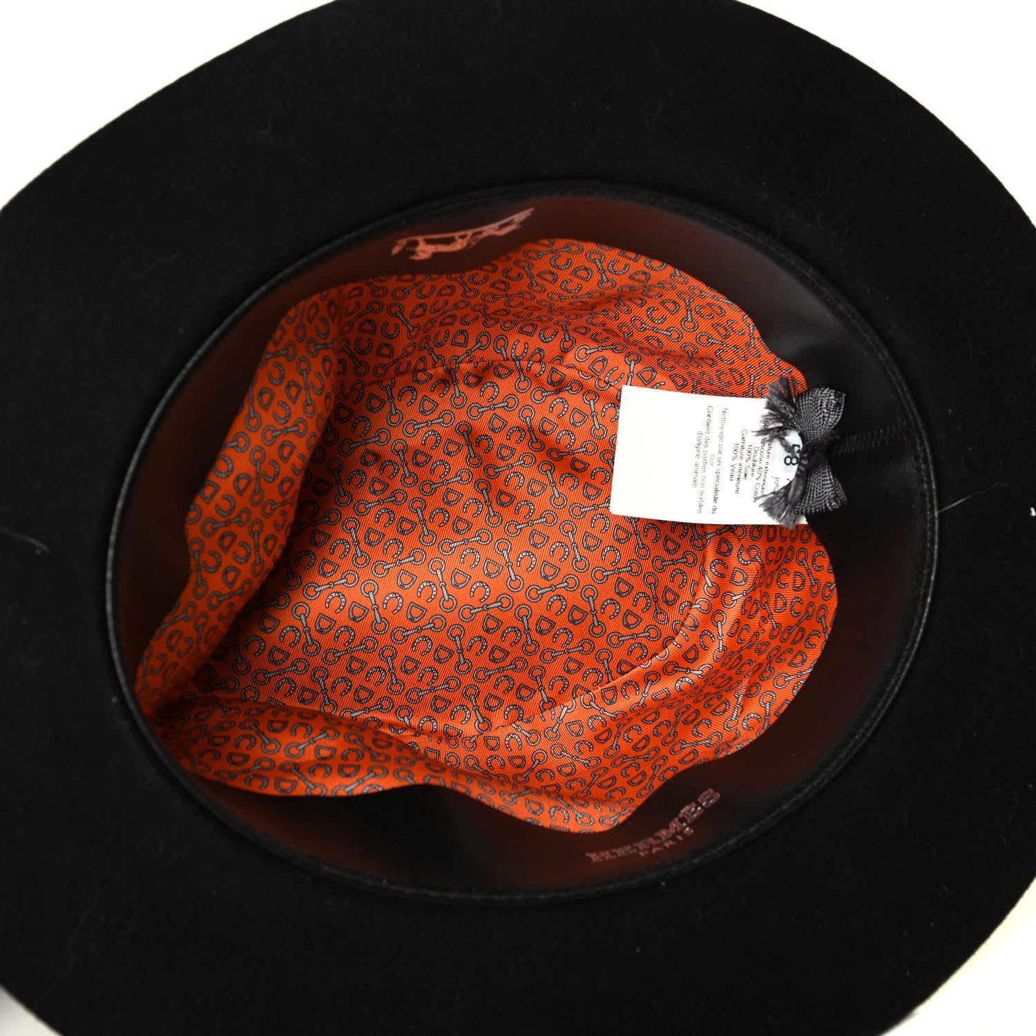 Hermes Rabbit Felt Silk Lucky Charms Hat 58 Black 4 of 6