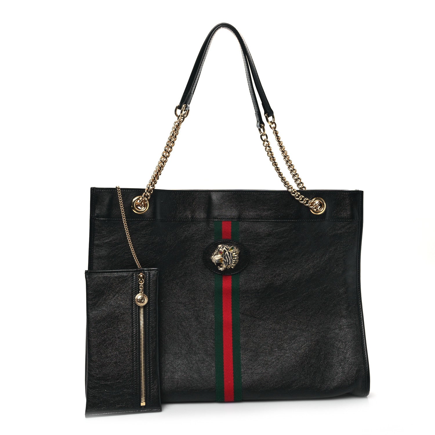 Gucci Calfskin Maxi Rajah Chain Tote Black 3 of 14