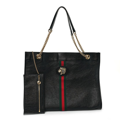 Gucci Calfskin Maxi Rajah Chain Tote Black 3 of 14
