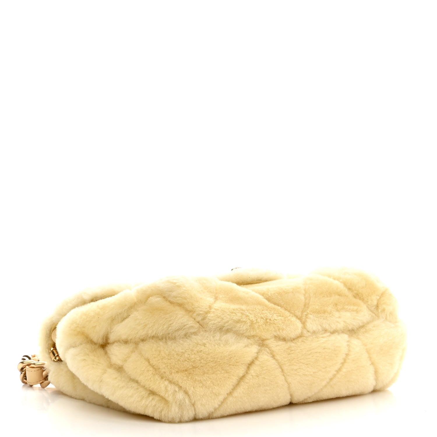 Chanel Shearling Lambskin Quilted Small Chain Top Handle Flap Yellow 4 of 10
