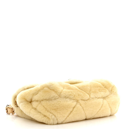 Chanel Shearling Lambskin Quilted Small Chain Top Handle Flap Yellow 4 of 10
