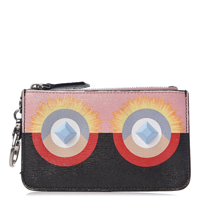 Fendi Vitello Elite Century Hypnoteyes Studded Coin Pouch Key Case Bubblegum Multicolor 1 of 18