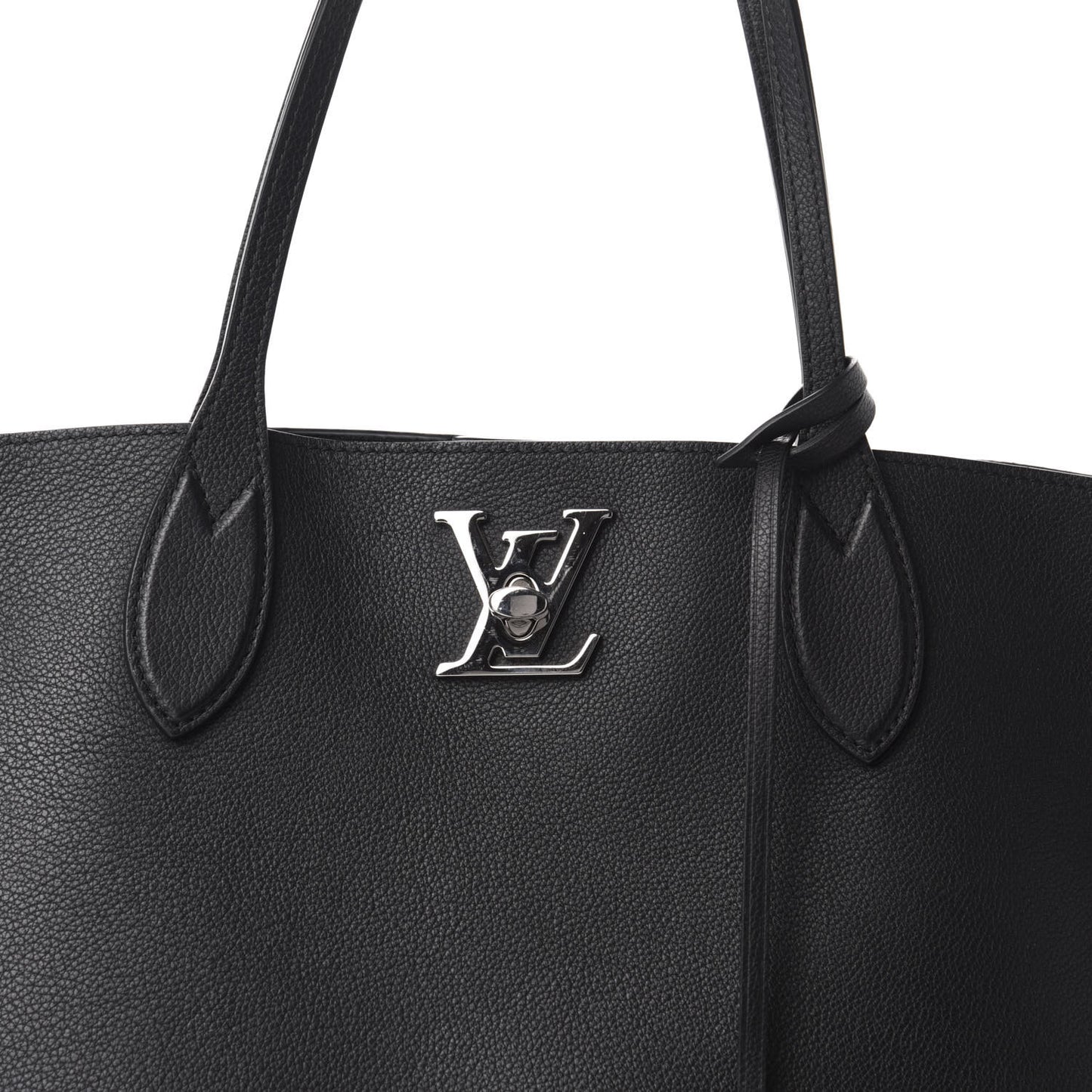 Calfskin Lockme Go Tote Black
